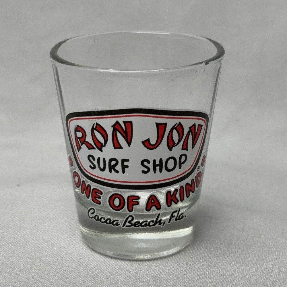 Ron Jon Surf Shop Shot Glass Cocoa Beach Florida Vintage Souvenir Bar Glass